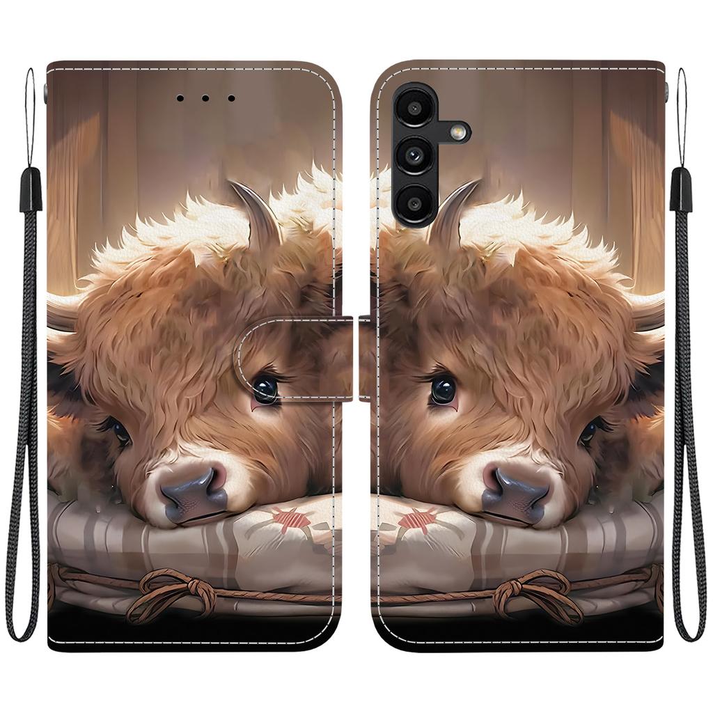 Handmade PU Leather Flip Case for Samsung Galaxy A13 5G (SM-A136U/A136W/A136B)- Anti-Slip Shockproof Cover with Wrist Strap & Heart/Rose Cat Designs