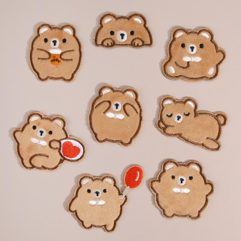 Cartoon Bear Down Jacket Fabric Patch Self Adhesive Badge Sticker Clothing Accessories