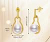 Elegant Pearl Earrings: New Chinese Style, Copper-Plated Silver with a Unique Gold Design