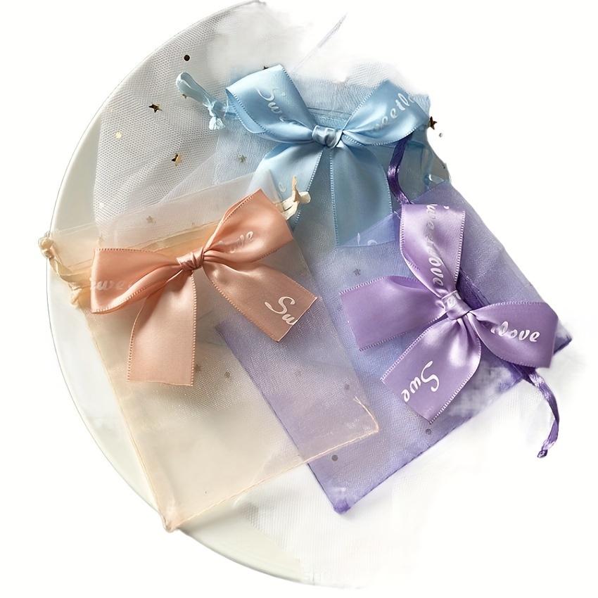 50Pcs Bow Candy Yarn Bag Solid Color Pearl Yarn Bag Jewelry Gift Bag Wedding Packaging Yarn Bag For Shops