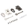DRELD Antique Iron Door Lock Drawer Jewelry Wood Box Cabinet Wardrobe Cupboard Door Lock + Key Furniture Hardware Silver/Black