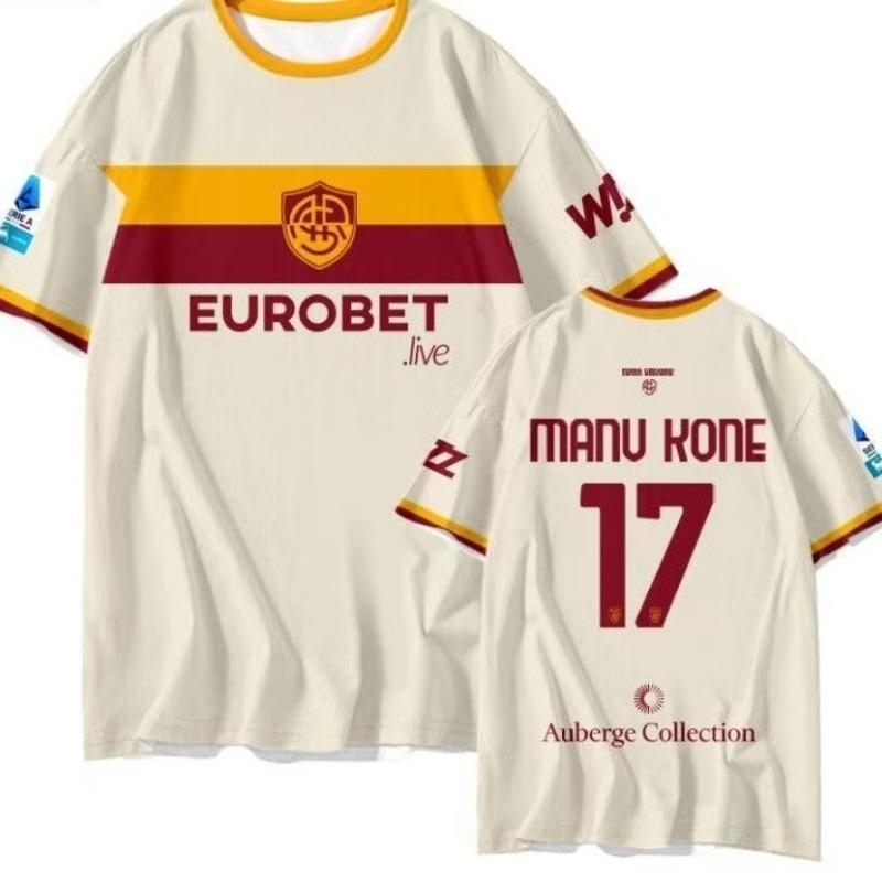 26-27 Season New Roma Team Kit Away Style 3D Digital Print Quick Drying Short Sleeved T-shirt for Male Fans FamilyMatching