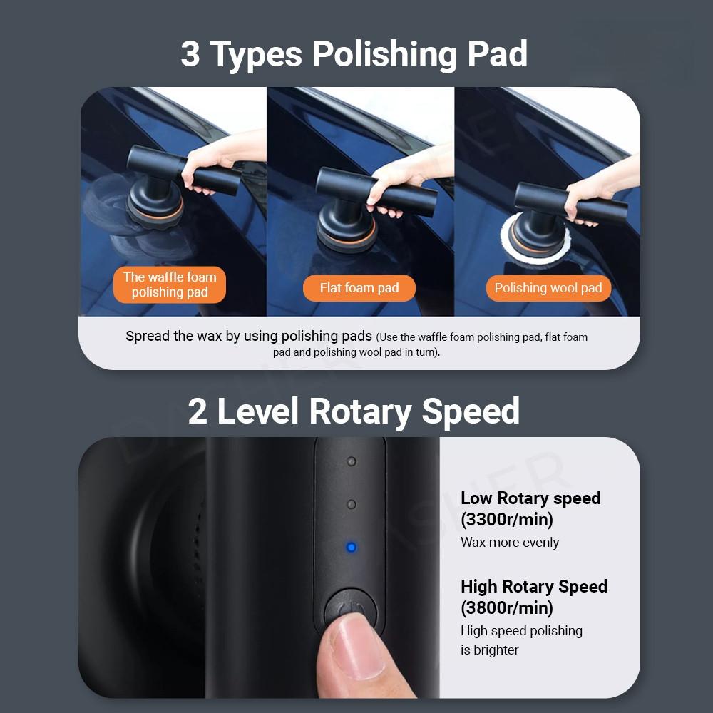30W Wireless Car Wax Polisher High Rotary Speed Electric Polishing Machine Portable Car Waxing Machine