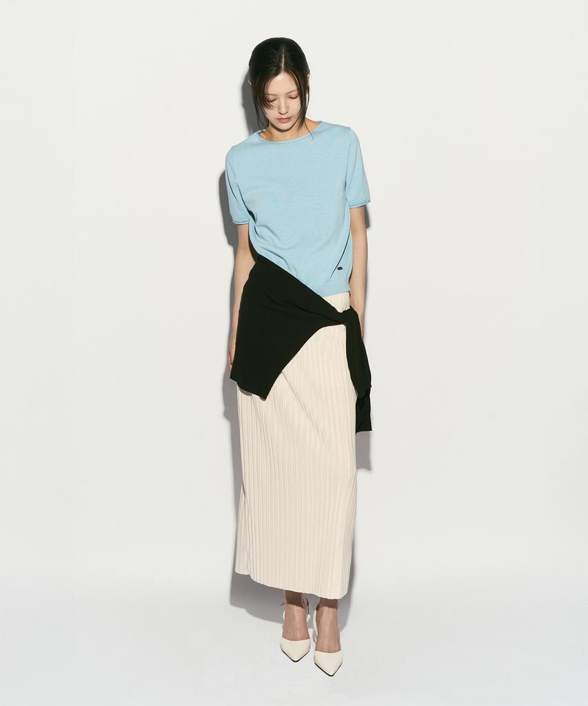 RE RHEE Pleated Maxi Skirt