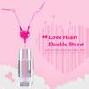 Funny Love Heart Double Straw Flexible Drinking Tube Straws DIY Bar Kids Tube Drinking Colorful Accessories Plastic E4V1