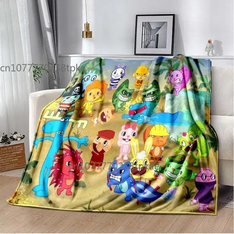 Happy Tree Friend Cartoon Blankets,Soft Warm Throw Blanket,for Bathroom Bedroom Living Room Sofa Bed Car,brighday Gift 75X95CM