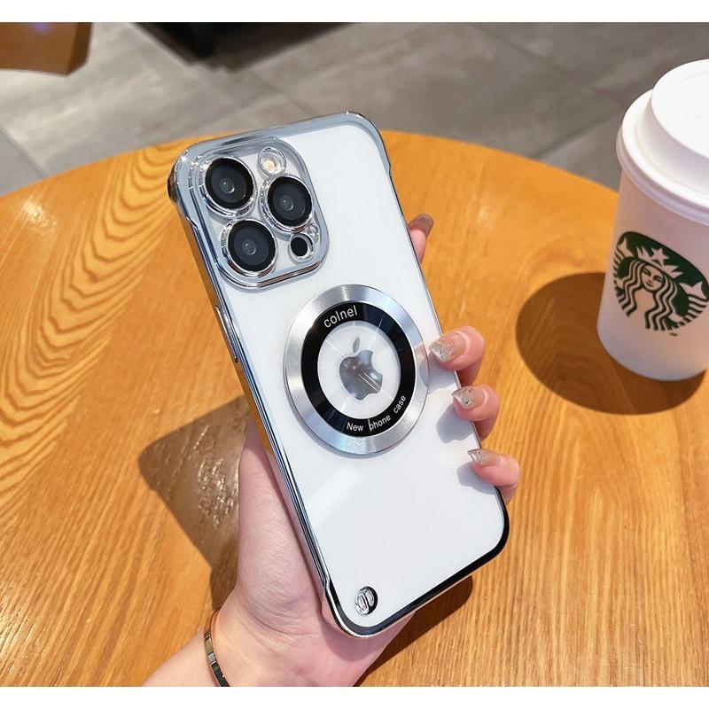Applicable To IPhone16 Frameless Electroplating Mobile Phone Case Magnetic Suction Apple 15 ProMax Leakage Mark 14 Protection Case