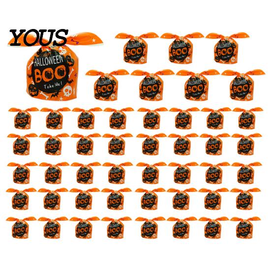 Small Candy Containers for Halloween Party 48 Pcs Bags, Kids Trick or Treat Goodie Cute Rabbit Cartoon Goody Bags Holiday Ear Plastic Gift Cookie,