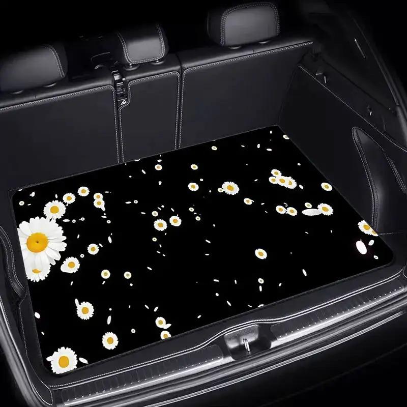 Temu American Style Universal Car Trunk Mat - All-Season, Dustproof, Dirt-Resistant, Crystal Velvet, Wear-Resistant. 75x100cm