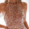 Off Shoulder Gold Sequin Dress Short Party Bodycon Dress Women Sexy Evening Dress