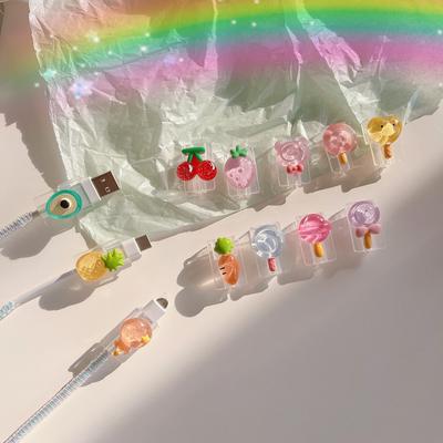 1 PC Cartoon Charger Protector CableData Line Cord Protector Case For Iphone Android Cap Charging Cable Winder Cover