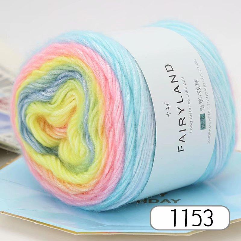 Cake Wool Segment Dyeing Gradual Change Baby Children'S Wool Cotton Thread Rainbow Thread Handwoven Shawl Scarf Sweater Special