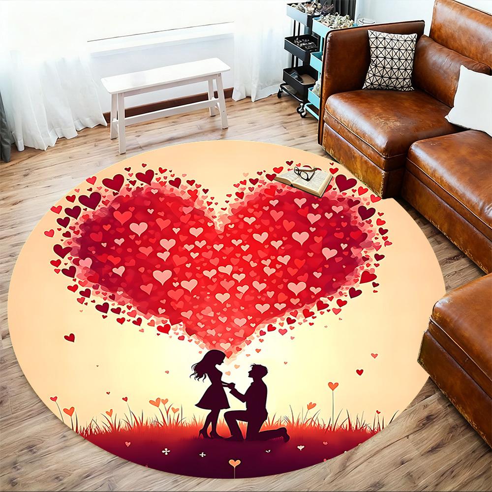1pc love proposal Round Chair mat Area Rug - Non-Slip, Floor Mat for Office, Bedroom, and Indoor Decor c1125286