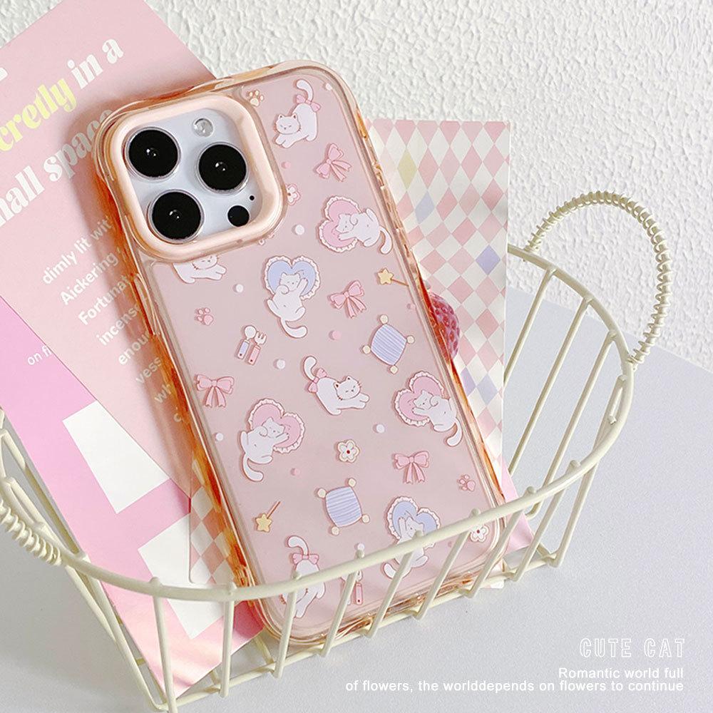 Cute Kitten Suitable for Apple 16 Mobile Phone Case Iphone15 Protective Case 14 Corrugated 13 Cartoon 12 Anti Fall