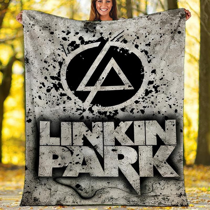 1pc Linkin Park1 Theme Blanket - Digital Print, Polyester, Cozy for All Seasons, Perfect for Outdoor, Camping, and Travel