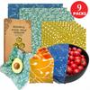 9 Pack Beeswax Food Wraps, Food Grade Reusable Beeswax Cloth, Eco-Friendly Food Storage Wraps