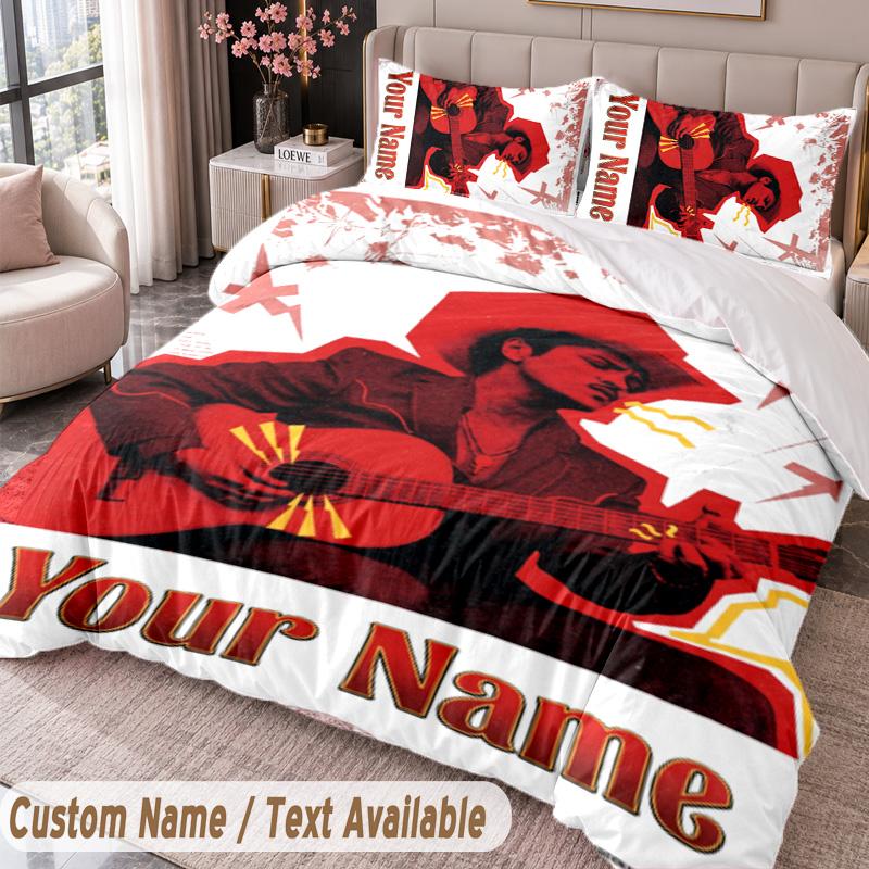 Custom Name Text 3Pcs Bedding Set Bruno Mars Duvet Cover And Two Pillowcases