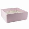 Dry Pool 110x110x40 Velvet Soft Light Pink with 600 Balls: Transparent, Pearl, Opalescent