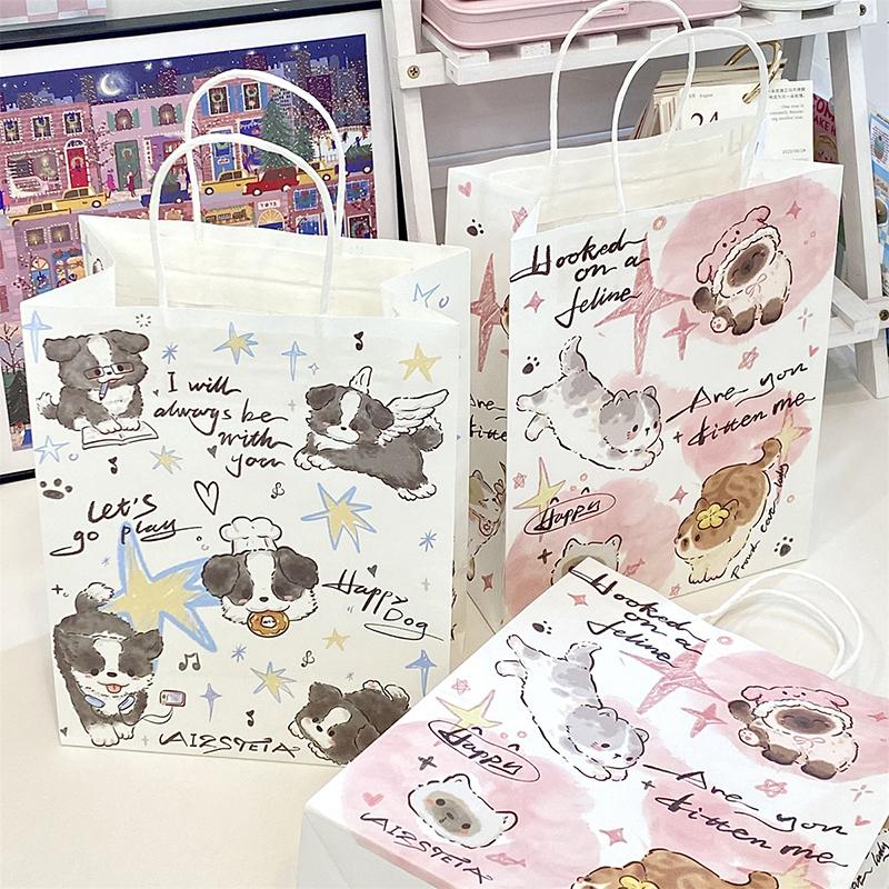 Cute Dog Paper Bag Handbag Shopping Bag Packaging Bag Gift Bag Storage Bag Gift Packaging