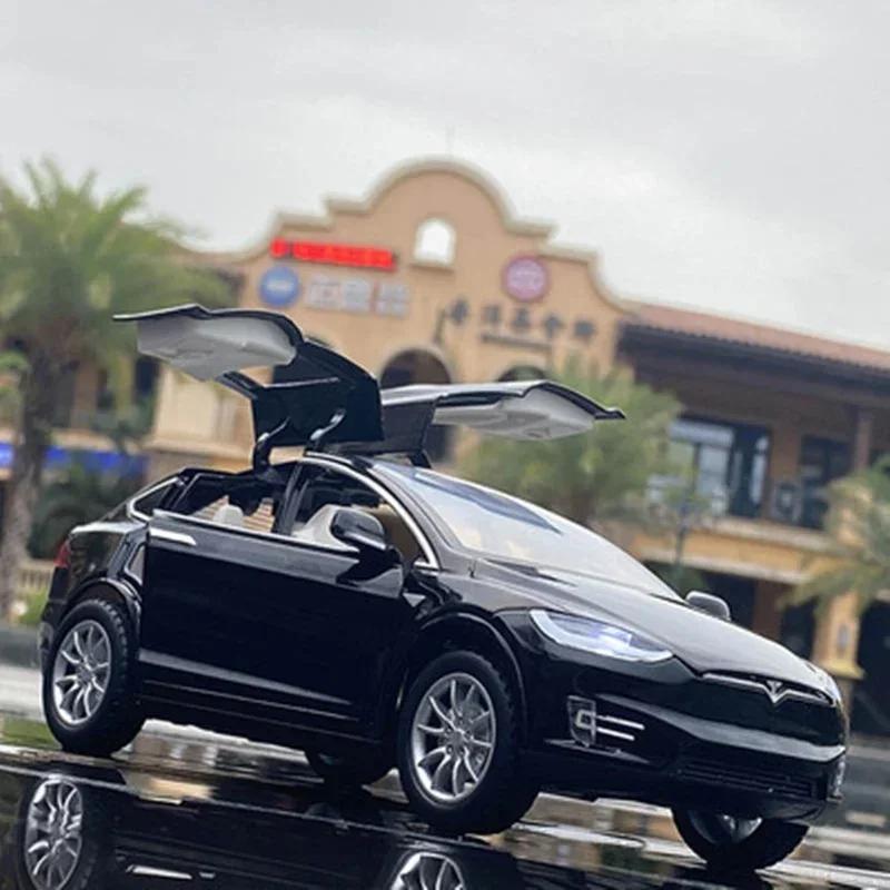 

1:32 Tesla Model X Model S Alloy Car Model Diecasts Metal Toy Vehicles Car Model Simulation Sound and Light Collection Kids Gift