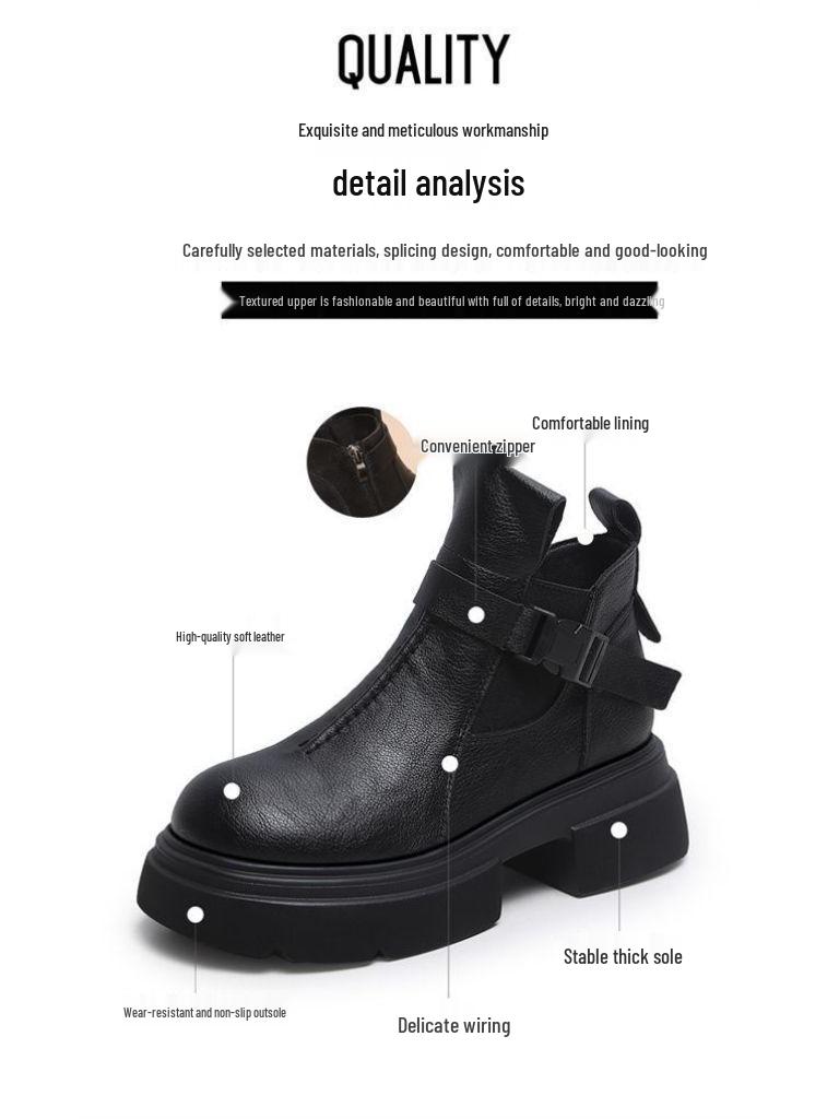 Dámské 2025 Britské Chelsea boty na silné podrážce - Podzim/Zima Retro Kulatá špička Kotníkové boty