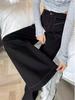 2025 Black High-Waist Flared Bell Bottom Pants - Women's Slimming Wide Leg Denim Trousers