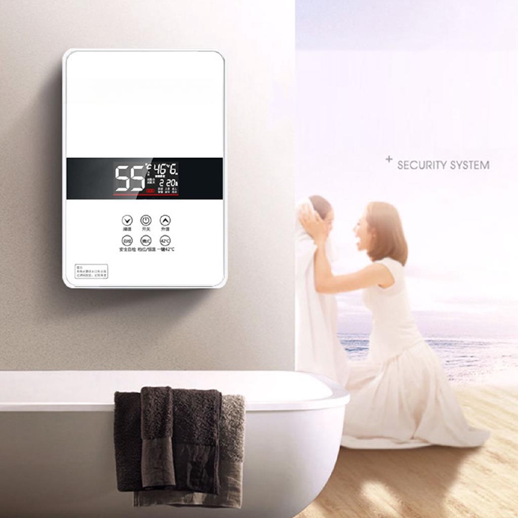 6000W 220v/50Hz Instant Heating Electric Hot Water Heater LED Display Quick Heater Household Temperature Adjust + Shower Nozzle