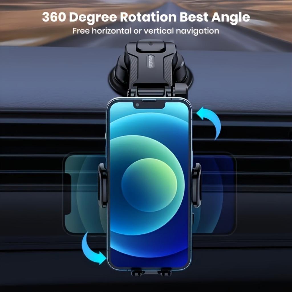 360° Otočný držák pro mobilní telefon a GPS navigaci, Držák na mobilní telefon s přísavkou na palubní desku auta, Držák na telefon do auta
