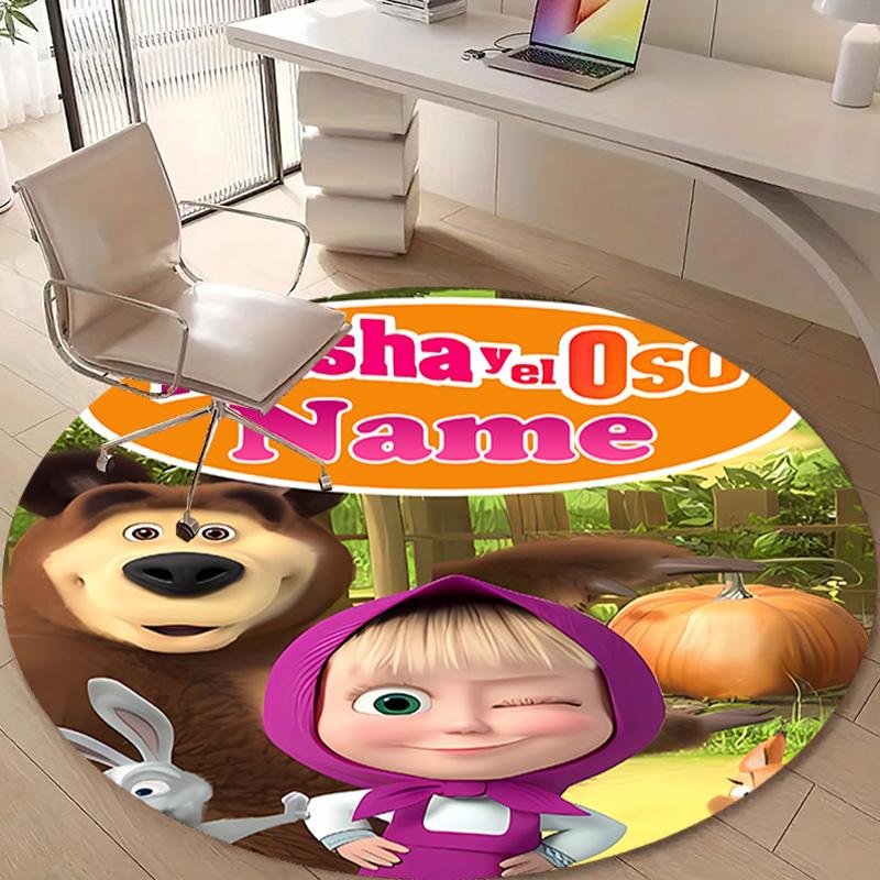 Personalized M-Masha and the Bear Round Chair Office Rug - Perfect for Mat, Office Chair & More - Ideal Gift for Birthdays and Holidays