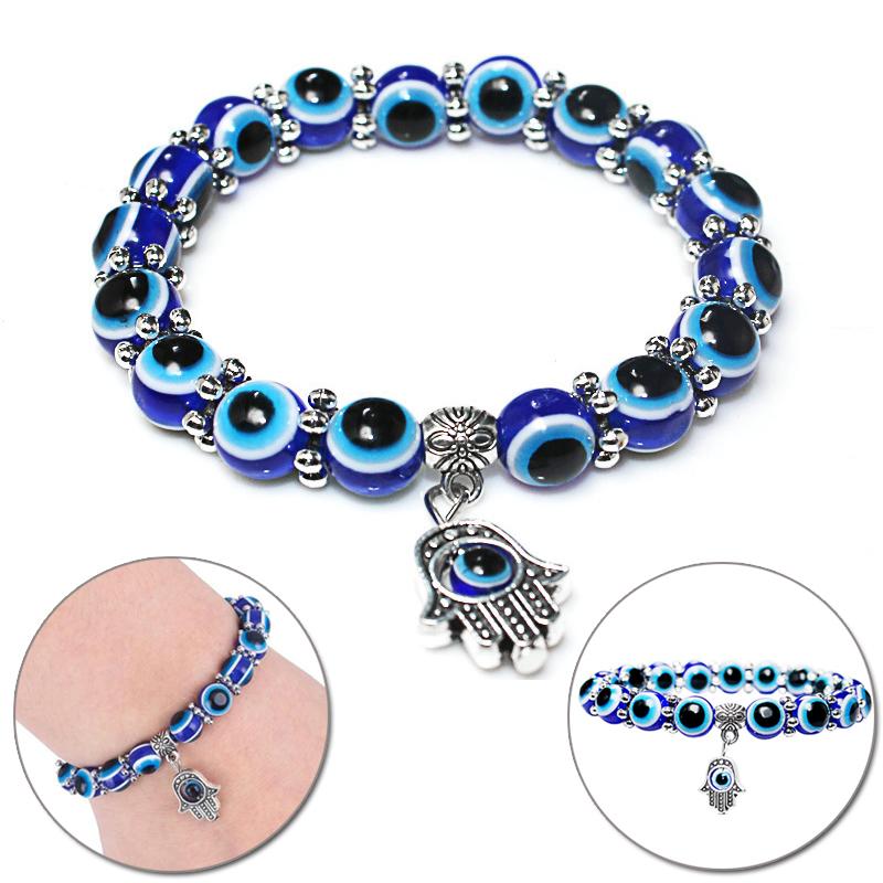 

Ретро браслет на удачу, бусины с голубыми глазами, очаровательный браслет с бусинами от сглаза, винтажный браслет Fatima Hand для женщин, мужчин
