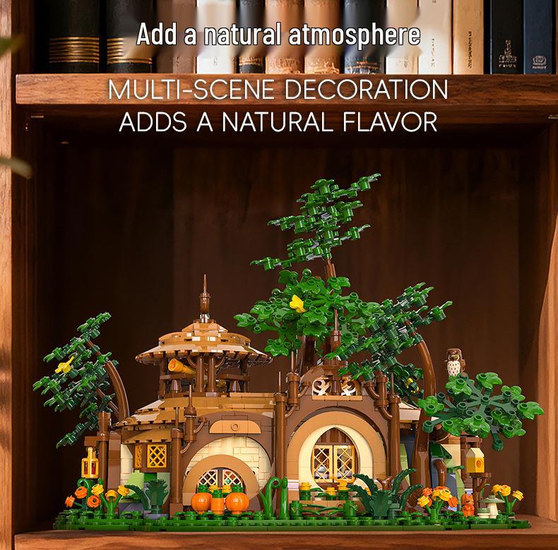 Medieval Forest Treehouse Blocks Model: Jungle Cabin Lighting Toy