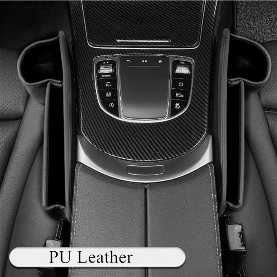 Black PU Leather Right Car Seat Gap Catcher Crevice Filler Storage Box Organizer