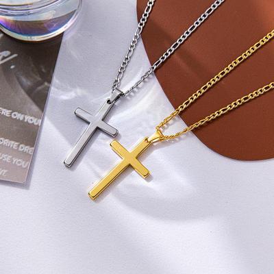 Men's European & American Stainless Steel Cross Pendant Necklace