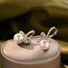 New Fashion Korean Simulated Pearl Bowknot Drop Earrings for Women Bohemian Round Ball Elegant Wedding Earrings Jewelry Gifts