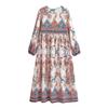 Spring 2026 European & American Style Women's Bohemian Tassel Dress with Print - Loose Fit