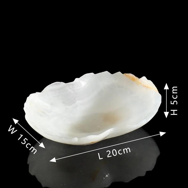 

White Onyx Natural Marble Serving Tray for Fruit Salad Snacks Decorative Bowl for Kitchen Counter Entryway Table Home Decor