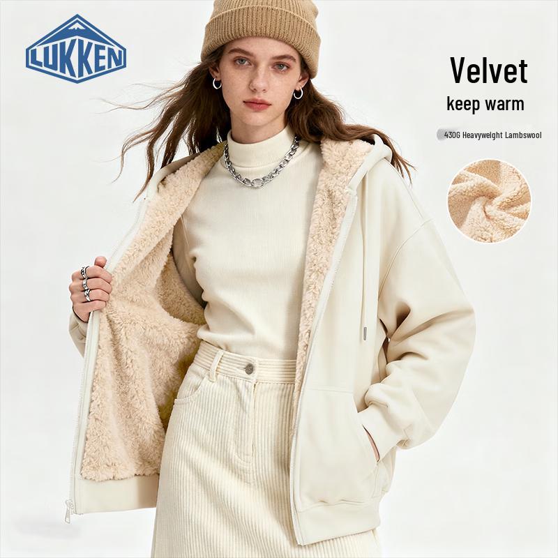 

LUKKEN Women s Winter Sherpa Lined Hooded Zip-Up Sweatshirt L