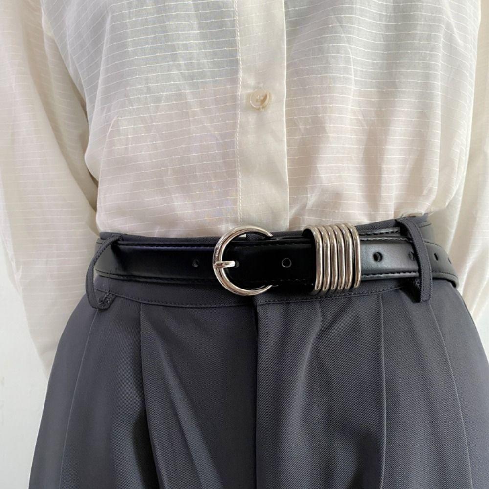 Metal Buckle West Cowboy Waist Belt Hip Hop Women Waistband Casual PU Leather Belt  Men