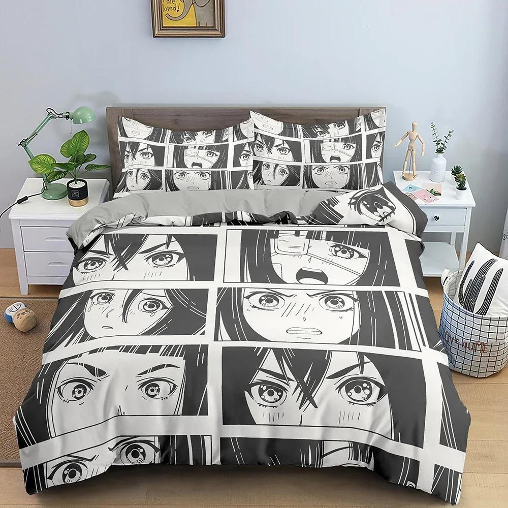 Comic Pattern Duvet Cover Queen King Cartoon Bedding Set for Boys Girls Hippie Hip Hop Rock Style Polyester Comforter Cover