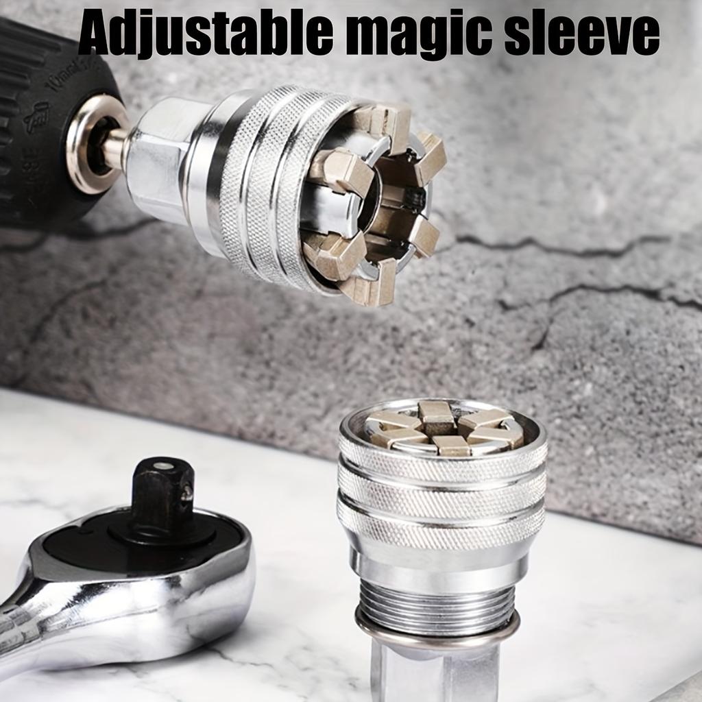 Universal Multifunctional Wrench Socket Sleeve Converter for 3/8" Drive Wrench, 10-19mm Adjustable Socket Adapter Wrench Head Sp