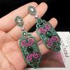 Exquisite S925 Rhodium-Plated Emerald Zircon Court Style Fashion Earrings