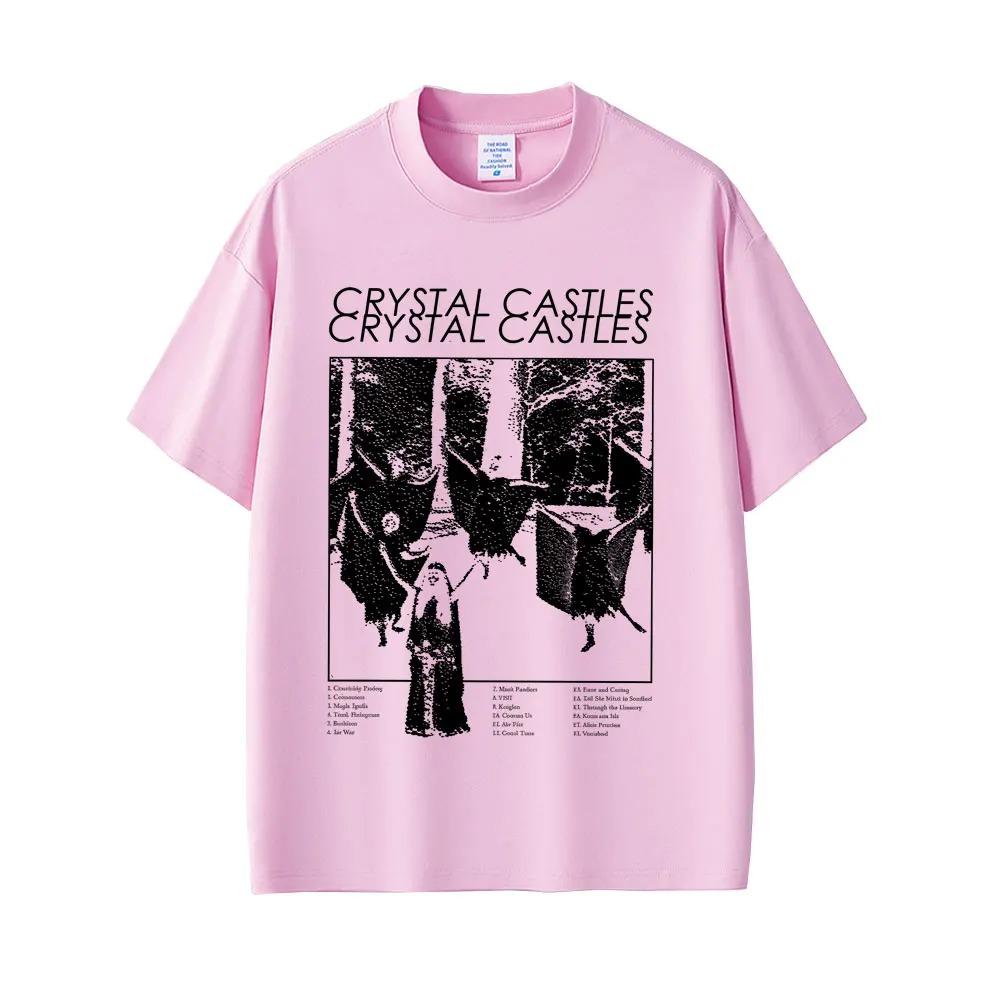 Crystal Castles Band T-shirt Men's Hip Hop Rock Oversized Short Sleeve T-shirts Men Women Vintage Electronic Punk Music T Shirts