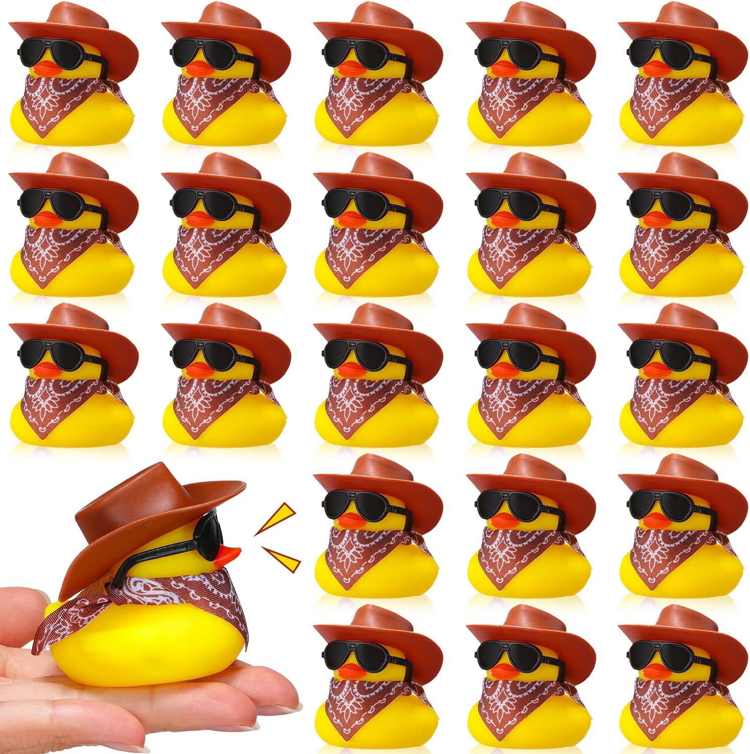 

12/24/36 Set Cowboy Rubber Duck Bulk Mini Yellow Duckies Party Tiny Ducks Toy Bandanas For Summer Shower Party Favor (As shown-31545)-