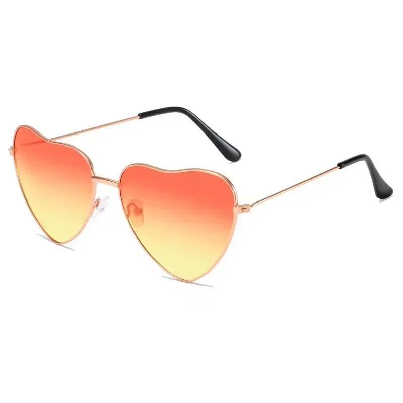 Heart Frame Gradient Color Sunglasses Metal Frame Two-tone Lenses UV Protection Eyewear Outdoor Fashion Trend Sunglasses
