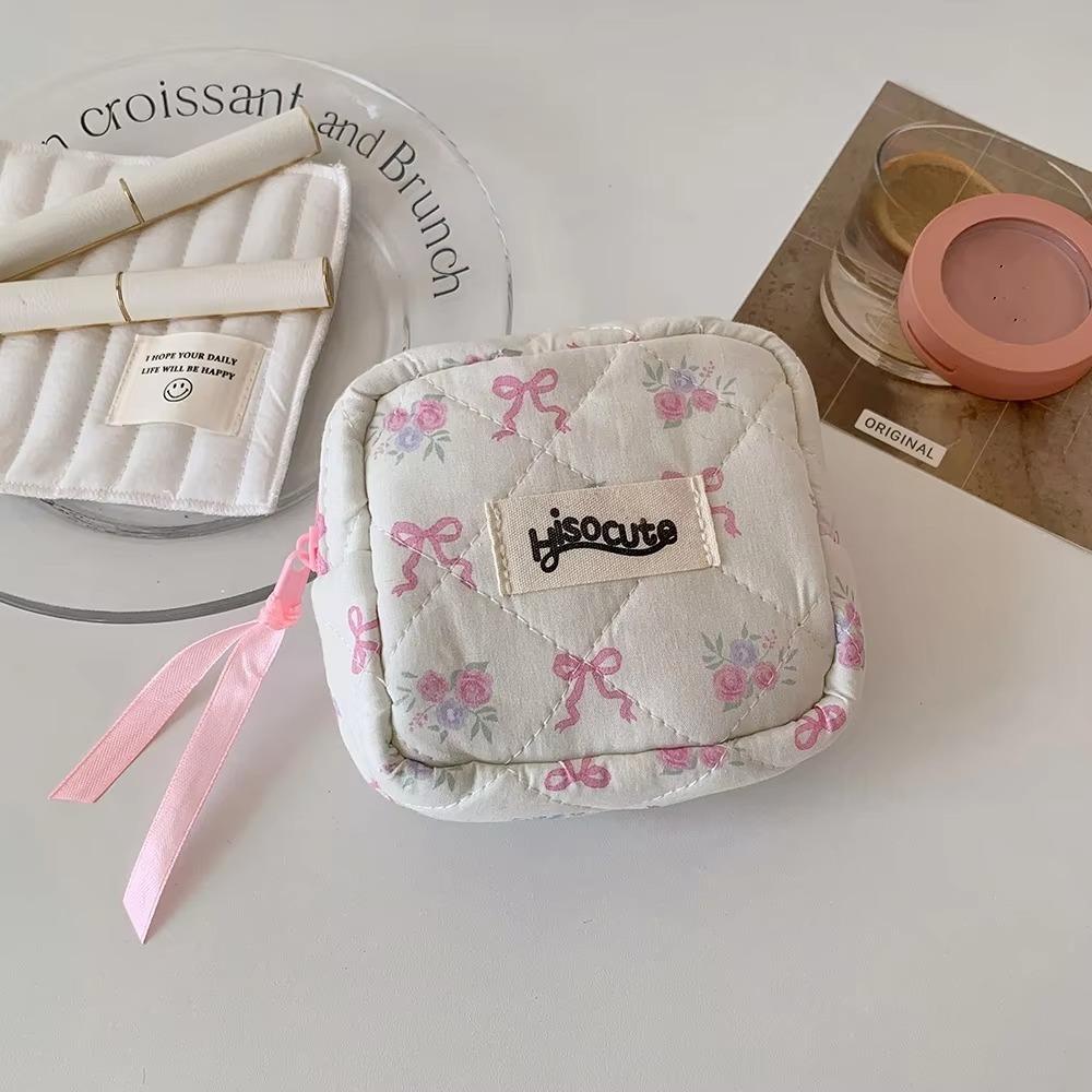 Creative Bowknot Sanitary Pads Bag Data Cables Organizer Large Capacity Small Cosmetic Bag Multipurpose Napkin Pouch Storage Bag