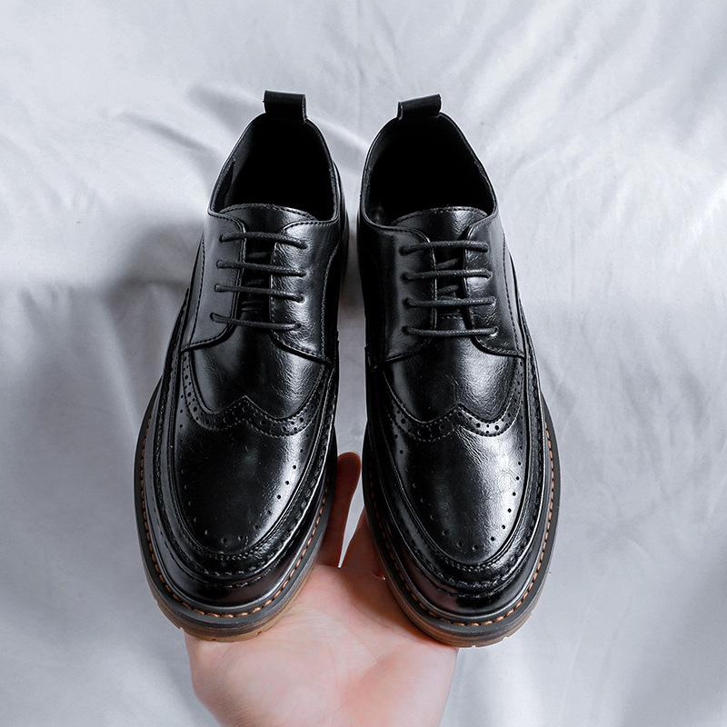 

Костюм маленькие кожаные туфли мужские деловые повседневные на платформе корейская версия универсальные классические модные туфли Brock 25833-R 38 чёрный