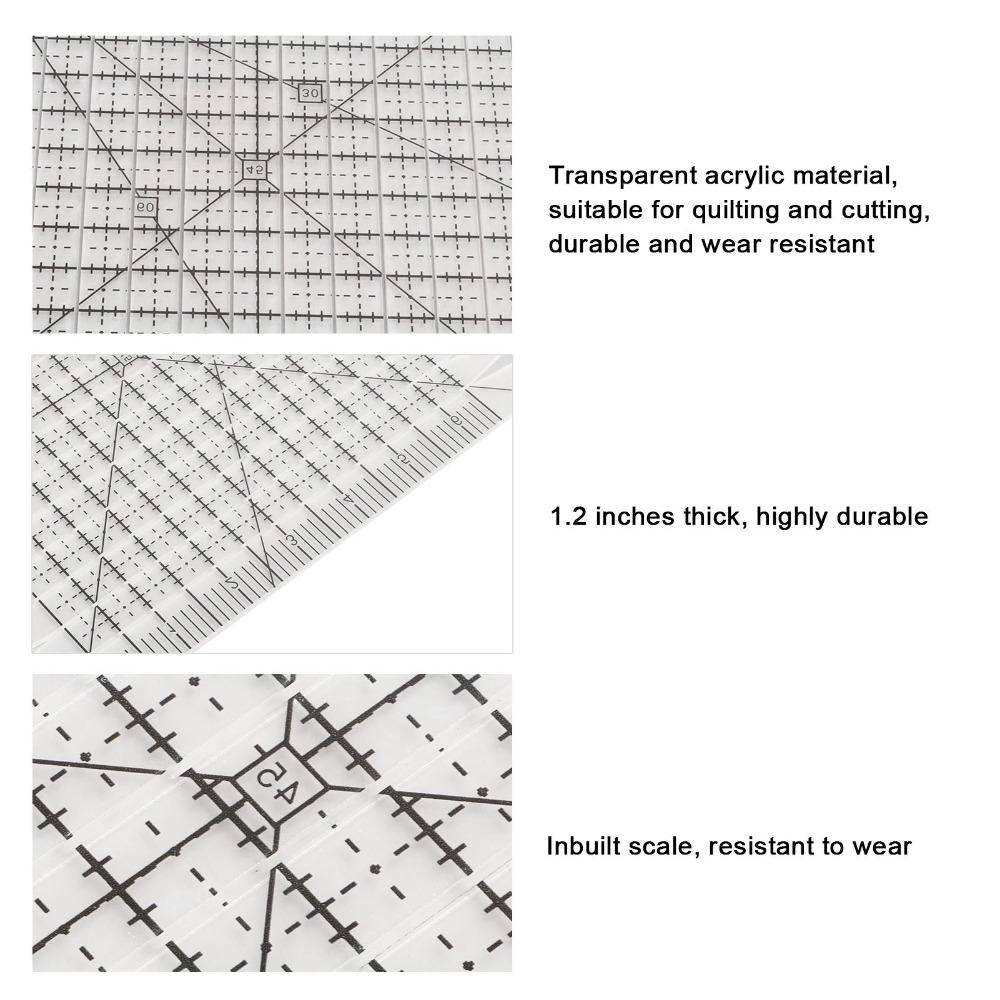 Black Grid Line Patchwork Ruler Accurate Scale Acrylic Sewing Ruler Fabric Cutting Ruler Sewing