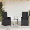 VidaXL Garden Reclining Chairs Set of 2 Footrest Black Rattan 365193