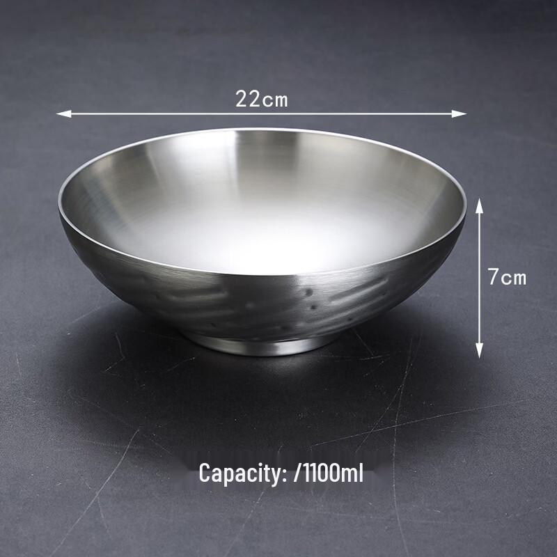 

ZISIZ 22cm Silver Double-Layer Insulated Noodle Bowl