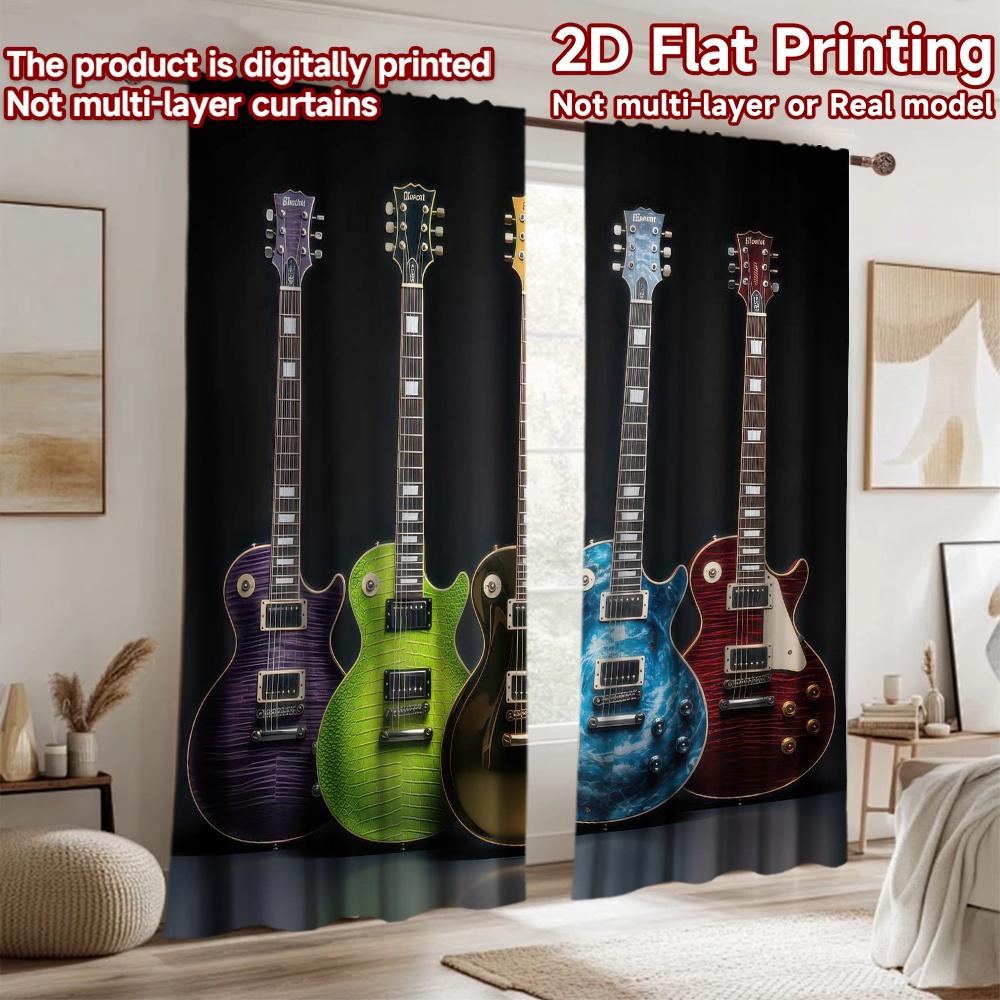 2D flat Photography Backdrop Background Banner Colorful Guitars 100% Polyester Party Decorations Use for Suitable for